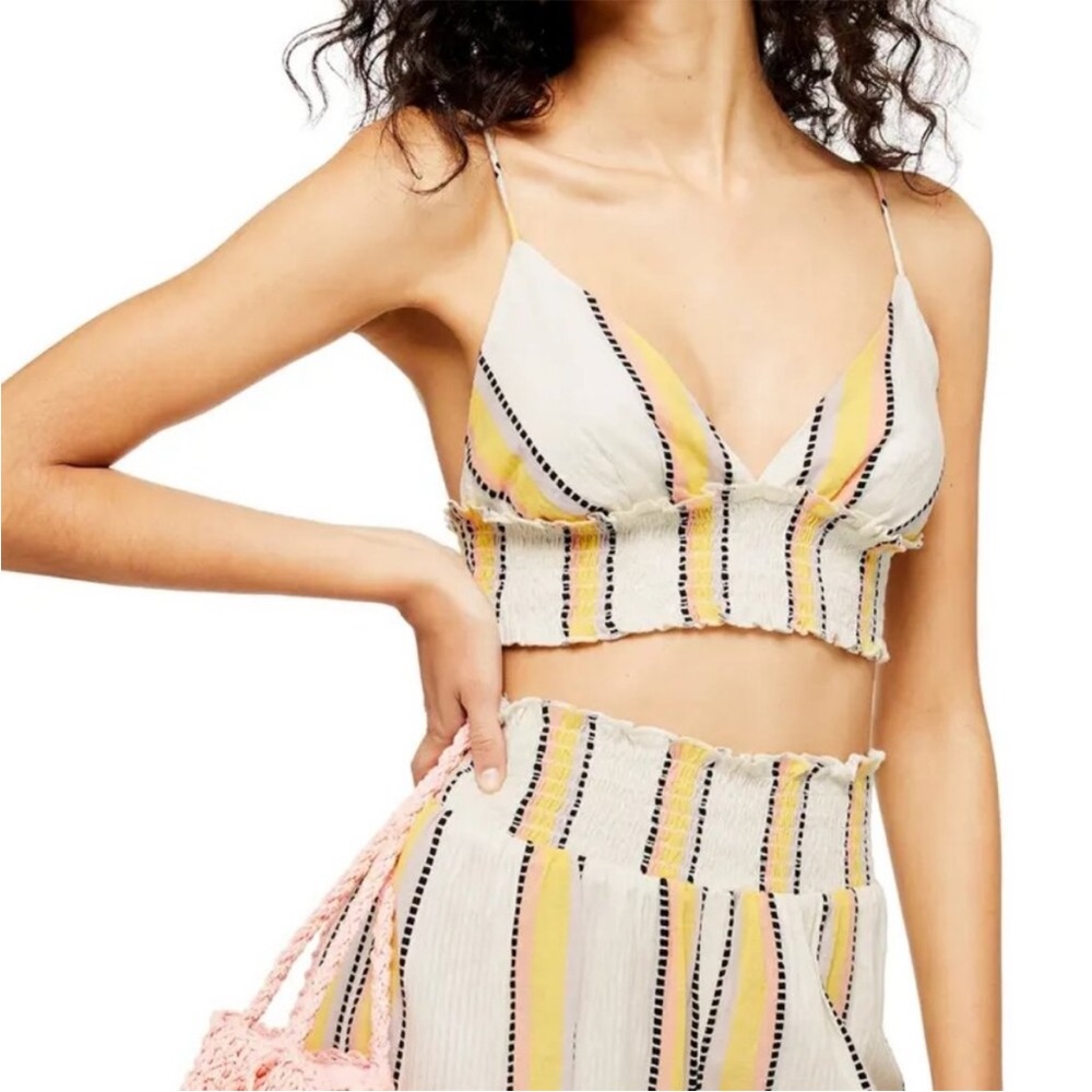Topshop Smocked Stripe Bralette